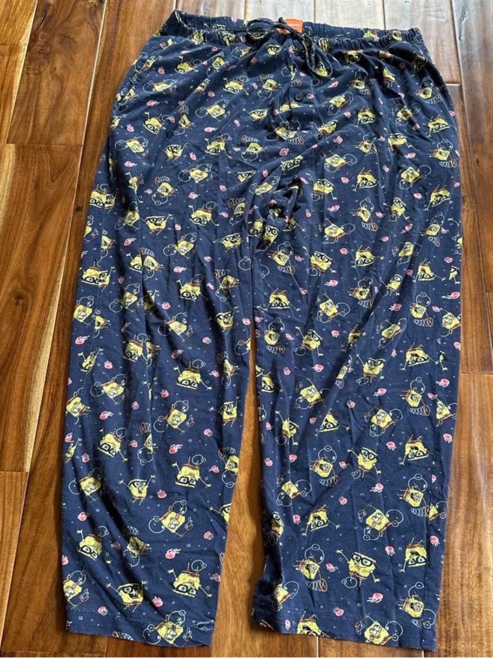 VINTAGE Nickelodeon Navy Pajama Pants with JELLYFISH SPONGEBOB PRINT